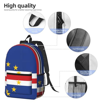 MZERSE Sports Gym Backpack Flag Of Cape Verde, Multi Pocket Daypack, Water Resistant Casual Backpack for Men Women, Perfect for Travel and Beach - color: Pattern (1111)