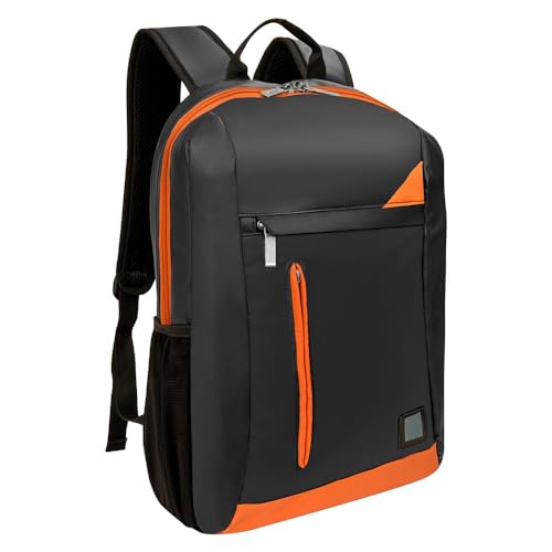 15 Inch Laptop Backpack for School College Office, Gray & Orange | Organized Compartments, Anti-Theft Back Pocket, Padded Laptop Sleeve, Breathable Straps, Water Resistant Daypack for Men Women