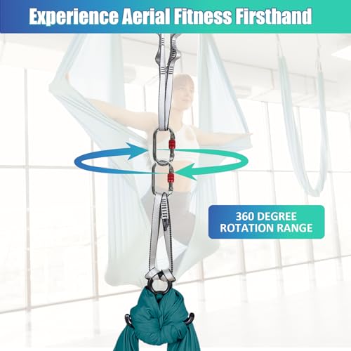 Aerial Silks Kit & Aerial Yoga Hammock - 11Yd Premium Fabric with Hardware - Easy Setup for Flying Yoga, Aerial Swing & Fitness - Supports Up to 14ft Rigging - color: Dark Green