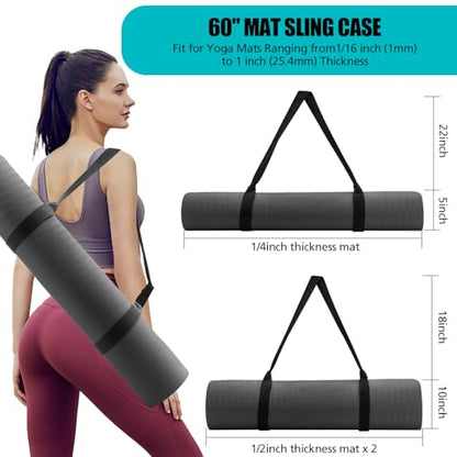 Yoga Mat Carrier Strap, Adjustable Thick Straps Sling for Carrying Large Mats, Stretching Band - color: Grey