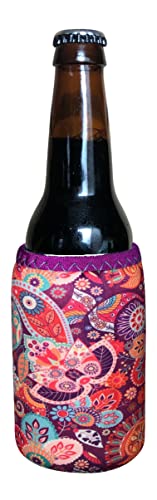 Can/Bottle Sleeve, Neoprene Insulated Bottle Sleeve, Fits 8-12 Oz. Can/Bottle, Washable and Reusable, Can/Bottle Accessories, Small Size, Paisley - color: Paisley, size: Small 8-12oz