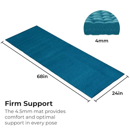 10-Pack Yoga Mat, 68" x 24" Non Slip Exercise Mat, 4mm Thick Gym Mat for Fitness and Stretching, Bulk Non Toxic Yoga Mats for Schools and Studios - color: Teal