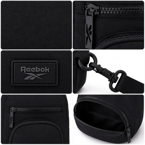 Reebok Unisex Crossbody Bag - Convertible Compact Durable Cross Body Bag for Women and Men - Gym and Travel Essentials, Size One Size, Cosmos Black - color: Cosmos Black