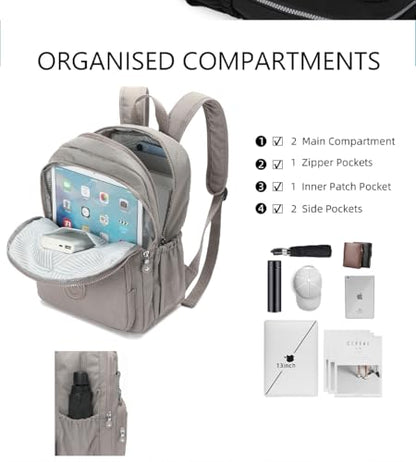 Hiking Waterproof 13" Laptop Backpack Purse for Women and Men,Travel Backpack - color: Beige