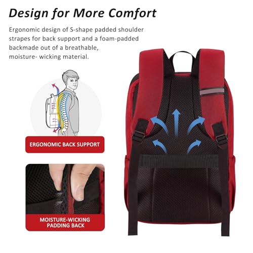 MAXTOP Deep Storage Laptop Backpack Business Anti-theft Backpacks[Water Resistant] College School Computer Bookbag Fits 17 Inch Laptop - color: Ruby Red, size: 17 inch, style: Daypack Backpacks