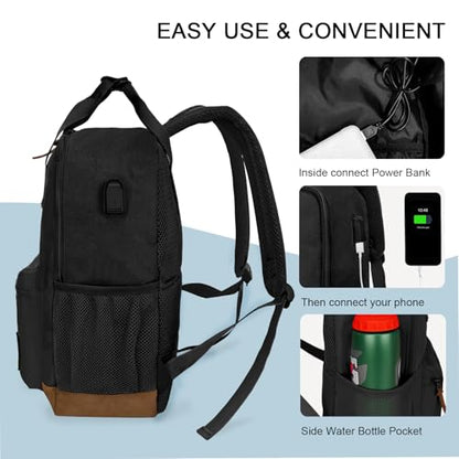 Goloni Small Carry On Travel Backpack with USB Charging Port, Lightweight Water Resistant Mini Carry-on Backpack for Men Women, Compact Personal Everyday Backpack,Black - color: Black