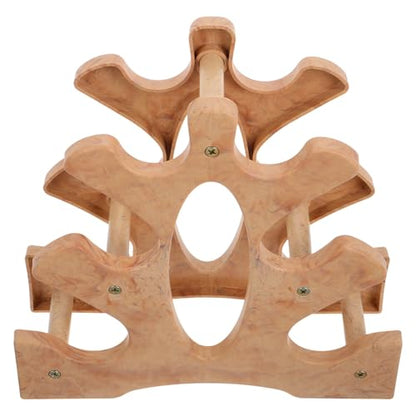 IMIKEYA Three-tier Wooden Dumbbell Rack Stand for Home Gym Organization, Compact Weight Storage Shelf with Kettlebell Saddle, Space-saving Fitness Equipment Holder for Strength Training