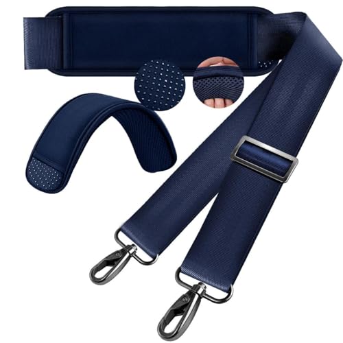 60" Shoulder Strap with Adjustable Thick Removable Pad and Metal Swivel Hooks Fit Laptop Crossbody Bag,Briefcase Duffel Bags - color: Dark Blue
