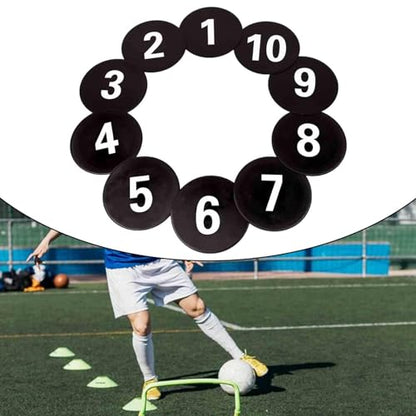 10x Numbered Floor Spot Markers Training Mark Pad Shock Absorbing Anti Slip Flat Disc Markers Landmark Mat for Kids Drills