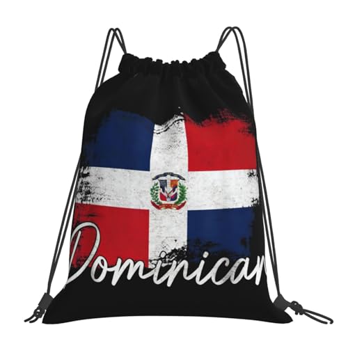 Dominican Republic Vintage Flag Drawstring Bag Sport Gym Backpack Beach Travel Sack Draw String Yoga Bag For Men Women - color: Dominican Republic Vintage Flag