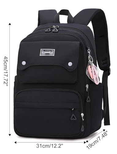 JiaYou Teen Girls Casual Backpack High Middle School Daypack Women Daily Travel Laptop Bag (1# Black, 26 Liters) - color: 1# Black