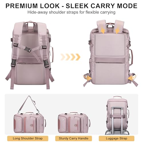 PIJUSHI Carry on Travel Backpack for Women Convertible Duffel Bag Backpack Large Luggage Rucksack Fit 16 Inch Laptop(PE039 Light Purple) - color: Light Purple