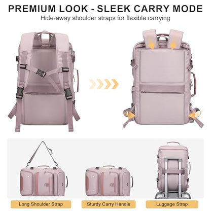 PIJUSHI Carry on Travel Backpack for Women Convertible Duffel Bag Backpack Large Luggage Rucksack Fit 16 Inch Laptop(PE039 Light Purple) - color: Light Purple