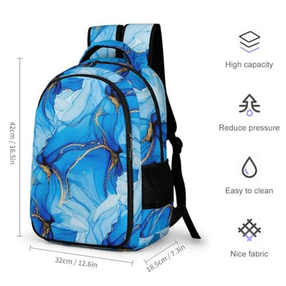 Carry On Anti Theft Laptop Backpack Trippy Tie Dye Blue, Large Sturdy Travel Bag with Multi Compartments for Business Weekender Hiking - color: Pattern (260)