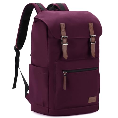 VASCHY Backpack for Women, Water Resistant High School Backpack Travel Carry-on Anti-theft Casual Daypack for Work Business Hiking Burgundy - color: Burgundy