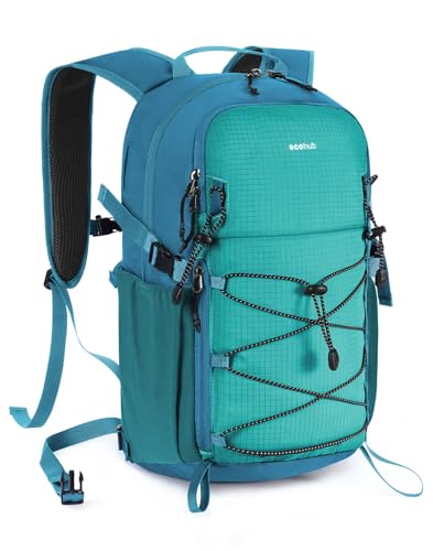 ECOHUB Small Hiking Backpack for Men Women, 20L Lightweight Travel Backpacks Water Resistant Camping Cycling Hiking Daypack - color: Pacific Teal