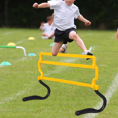 Speed Hurdles for Agility Training, Adjustable 4 Heights 15-36cm (6-14 inch) PP Football Hurdles for Speed, Soccer, Rugby, Yellow