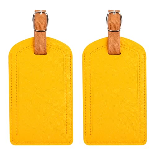 Premium Colored Luggage Tags for Luggage, Travel Bags and Suitcases by Adventure Goods - Yellow (Pack of 2) - color: Yellow