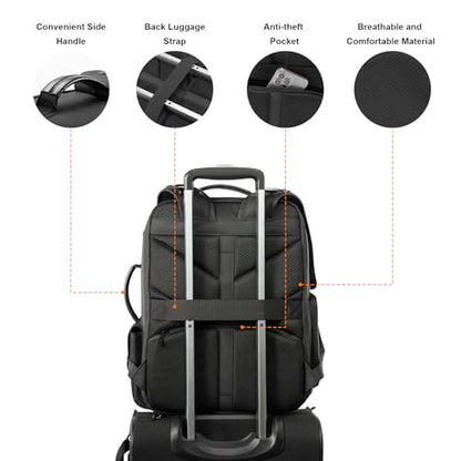 Cwatcun Camera Backpack, DSLR/SLR/Mirrorless Camera Bag for Photographers, Waterproof Leather Coating Camera Case with Tripod Holder&Laptop Compatible with Canon/Nikon/Sony/Fuji - color: Black
