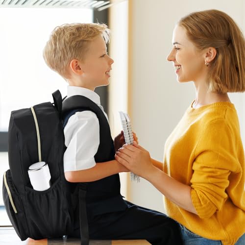 1 Piece Nylon Backpack Kids School Backpack for Toddler Girls Boys Plain Waterproof Preppy Bookbags Travel for Student (Black) - color: Black