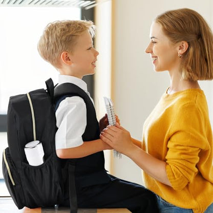 1 Piece Nylon Backpack Kids School Backpack for Toddler Girls Boys Plain Waterproof Preppy Bookbags Travel for Student (Black) - color: Black