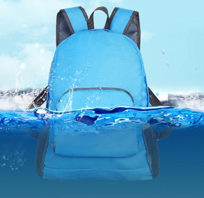 1 Pack Foldable Lightweight Blue Backpack, Unisex Water Resistant Daypack, Durable Large Capacity Rucksack for Hiking Camping Travel Outdoor Use - color: Blue