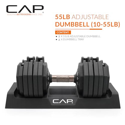 CAP ADJUSTABELL Adjustable Dumbbell Weights - Singles & Pairs | 12.5 lb, 25 lb & 55 lb | Multiple Handle Options - size: 55 lb - Copper Handle, style: Pair