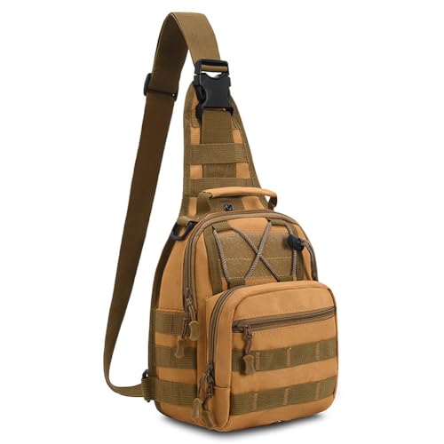 Viriber Tactical Backpack, Waterproof Military Cross-body Molle Sling Shoulder Backpack Chest Bag for Outdoor Every Day Carry Khaki - color: Khaki
