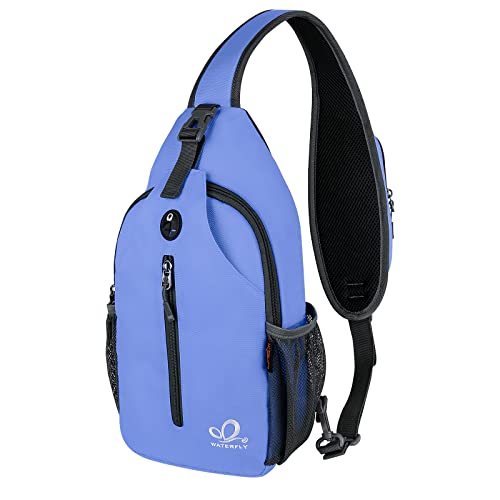 WATERFLY Crossbody Sling Backpack Sling Bag Travel Hiking Chest Bag Daypack - color: Z-sea Blue