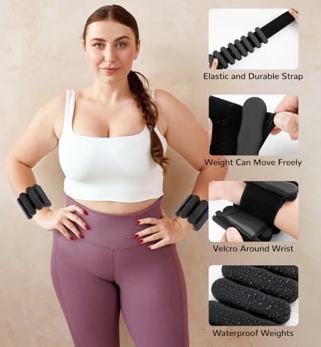 Ankle and Wrist Weights for Women & Men, Adjustable Arm & Leg Weights Set of 2 (1 lb/2 lb Each) Soft Silicone Weighted Bands Weighted Bracelet for Pilates Yoga Dance Walking Running Swimming Water Pool Home Gym Fitness Workout Jogging Gymnastics Aerobics