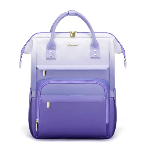 LOVEVOOK Gradient Laptop Backpack for Women,15.6 Inch Work Computer Bakcpack Purse Laptop Bag With Anti-Theft Pocket,Waterproof Carry on Teacher College Backpack for Travel - color: Purple&white Gradient, size: 15.6 Inch