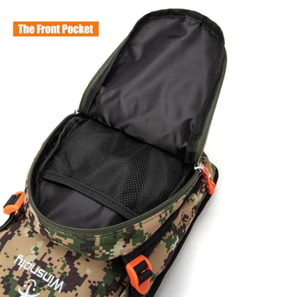 Kids Hydration Backpack, Water Hiking Backpack for Boys or Girls with 1.5L Reservoir Bladder - color: Armygreen Print