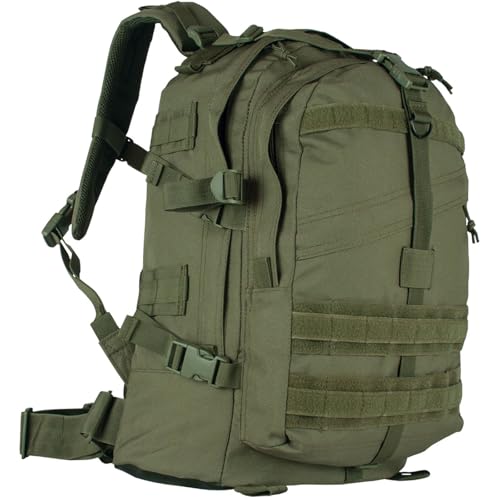 FOX OUTDOOR PRODUCTS Large Transport Pack | 37L Tactical Backpack with Compression Straps, Hydration Pocket & Modular Webbing - color: Olive Drab