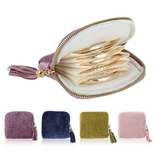 VOCOSTE Travel Jewelry Case, Portable Jewelry Organizer with 6 Independent Layers, Small Pouch Bag for Necklace Bracelet Rings Earring Storage, Light Purple - color: Light Purple