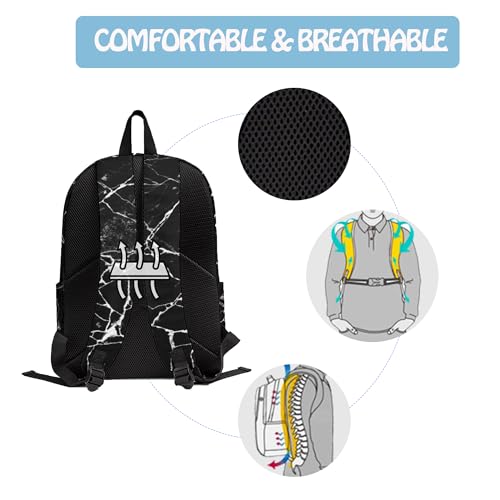 3PCS Marble Backpack Set for Teens Elementary Middle High School, 17 Inch Lightweight Classic Backpack 3 in 1 Set for Girls Boys, Kids Back to School Backpack with Lunch Box Pencil Case - color: Black Marble