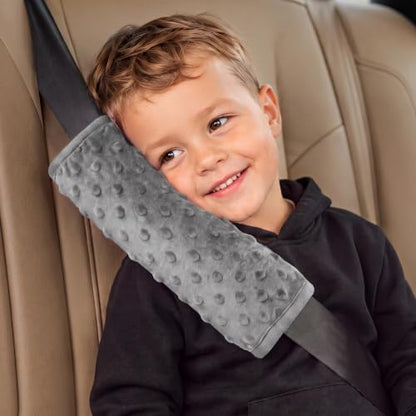 Pro Goleem Seat Belt Pillow for Kids,Soft Velvet Shoulder Cushion, Grey - color: Grey, size: Large