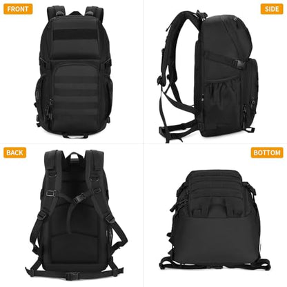 HUNTVP Tactical Backpack Military MOLLE Backpack Hunting Rucksack Gear Assault Pack 25L WR（Black） - color: Black-25l, size: 25L