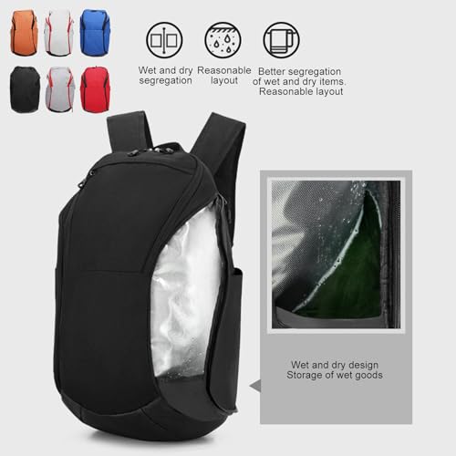 Basketball Backpack with Laptop Compartment, Large Capacity, Wet and Dry Segregation, Water, Lightweight Sports Backpack for Exercise Supplies and Daily Commute - color: Grey White