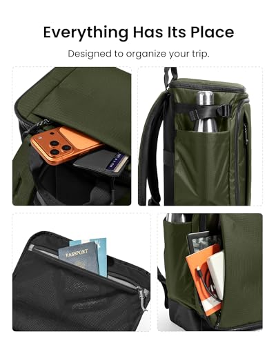 tomtoc 23L-28L Expandable Travel Backpack, Underseat Flight Approved Personal Item for Ryanair Southwest Frontier JetBlue, Lightweight Carry-on Luggage, Water-resistant Business Rucksack Weekender Bag - color: Green