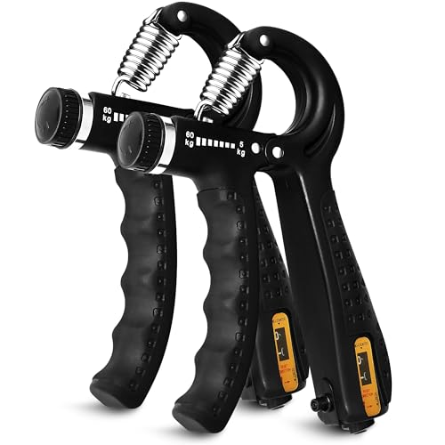 Hand Grip Strengthener Trainer with Adjustable Resistance 10-130lbs (4.5-59kg), Forearm Hand Grip Strength Exerciser for Muscle Building, Injury Recovery, and Therapy Stress Relief - color: Black, style: 2-Pack
