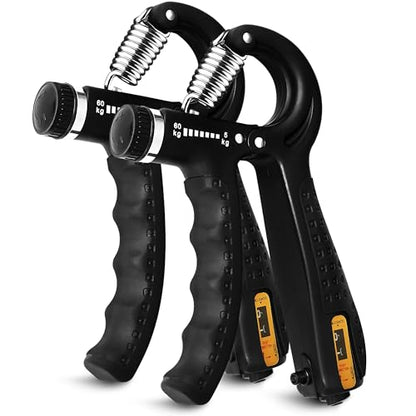 Hand Grip Strengthener Trainer with Adjustable Resistance 10-130lbs (4.5-59kg), Forearm Hand Grip Strength Exerciser for Muscle Building, Injury Recovery, and Therapy Stress Relief - color: Black, style: 2-Pack