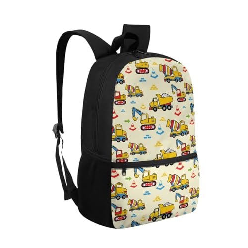 ZOUTAIRONG Backpack for School Mini Thermos with Carry Handle School Bags for Age 7-10/10-12/12-17, Construction Machinery Vehicle Print Casual Backpack with Side Pockets - color: Construction Machinery Vehicle Print
