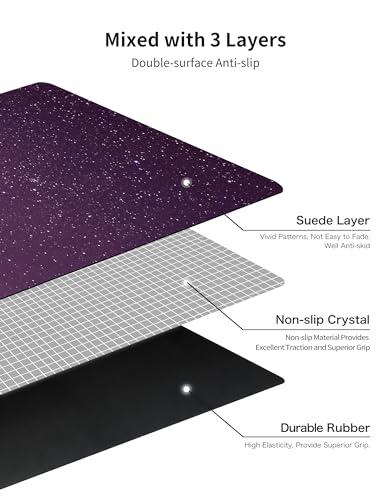 nuveti Printed Travel Yoga Mat-1/16 Inch Thick Non Slip Fitness Workout Mat with Carrying Bag, Foldable Lightweight Suede & Natural Rubber Yoga Mat for Yoga Pilates and Fitness 72" L x 24" W x 1.5mm - color: CanLanXingKong