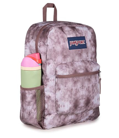 JanSport Cross Town Backpack - Simple Bag for Everyone with 1 Main Compartment, Front Utility Pocket - Premium Class Accessories - Ice Dye - color: Ice Dye Mahogany Haze/White