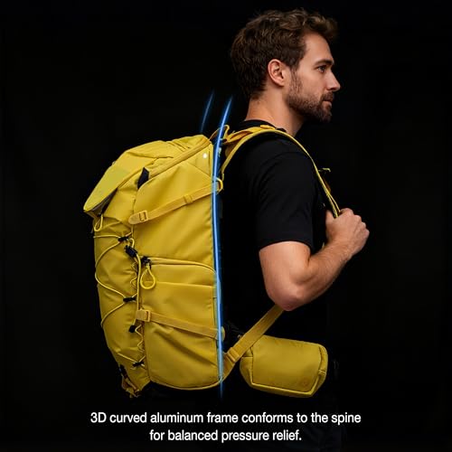 LEOFOTO 35L Camera Backpack for Photographer, Lightweight Waterproof Travel Camera Bag for Camera/Drone/15.6" Laptop, Photopraphy Bag with Side Access & Rain Cover, Tripod Compatible, 2.95KG (YELLOW) - color: 35l-bag+large Insert-yellow