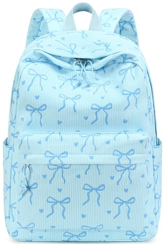 LEDAOU School Backpack for Teen Girls Elementary Middle School Bookbag Kids Backpacks Women Laptop Backpack Travel Daypack (Bow Tie Blue) - color: Bow Tie Blue