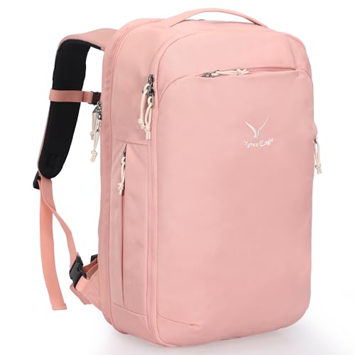 Hynes Eagle TSA Friendly Travel Backpack for Men Women Carry on Backpack 40L Flight Approved Laptop Backpack for 17 inches Compressible Weekender Bag Overnight Backpack Pink - color: Pink