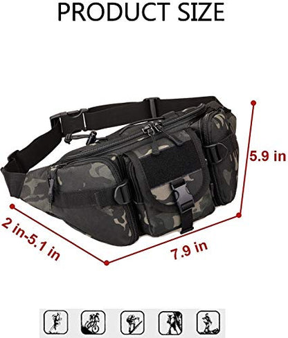 CREATOR Tactical Waist Pack Military Fanny Pack Outdoor Army Waist Bag Large Waist Pack for Daily Life Cycling Camping Hiking Hunting Fishing Black Camo Black - color: Camo Black