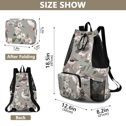 Drawstring Backpack Gym Sackpack With Water Bottle Pocket Wet and Dry Separation