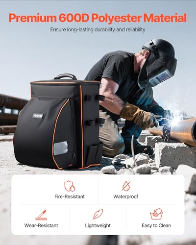 VEVOR Welding Backpack, 35.6L Welder Backpack for Tools and Helmet, 600D Polyester Extreme Gear Pack with Helmet Catch Bag, Multi-Purpose Gear Storage Bag for Welding, Outdoor Camping, Mountaineering - style: 600D Polyester-1